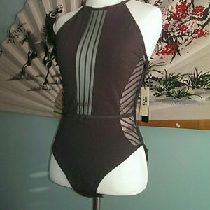 Max Studio Sheer Sides SEXY Crossback Bodysuit S